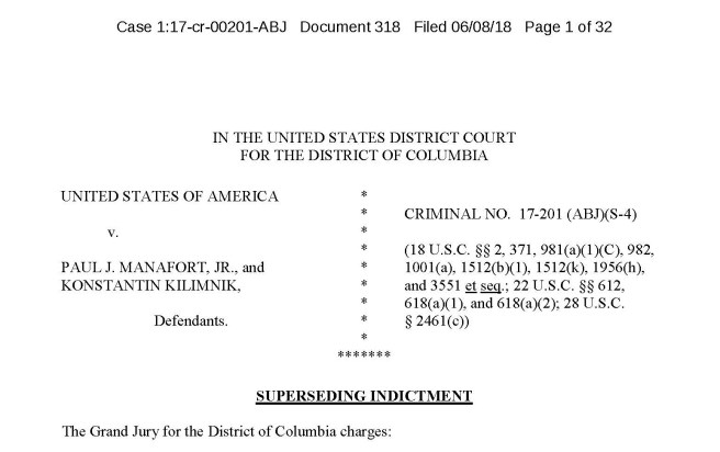 Pages from 20180608 (318) manafort kilimnik superseding indictment 060818